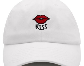 Kiss Lips Embroidered Dad Hat - Premium Cotton Baseball Cap