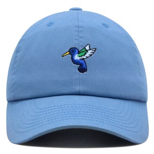Casquette papa premium colibri brodée en coton, oiseau mignon