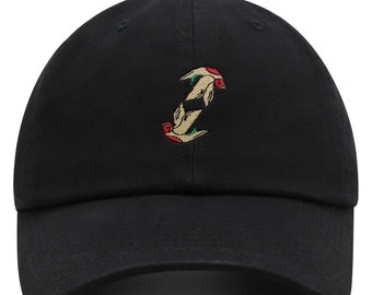 Embroidered Two Birds Dad Hat - Cotton Baseball Cap