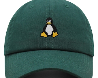 Linux Tux Penguin Dad Hat: Embroidered Cotton Baseball Cap