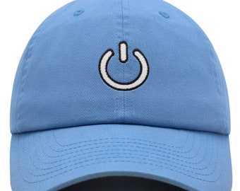 Embroidered Power Button Dad Hat: Adjustable Cotton Baseball Cap