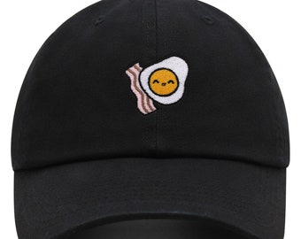 Dad Hat met geborduurd ei en spek, baseballpet voor ontbijt