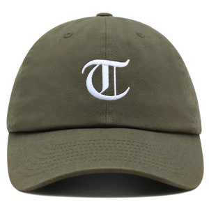Gorra de béisbol de algodón bordada con la letra T en inglés antiguo y de primera calidad, con el alfabeto inglés