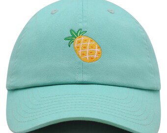 Embroidered Pineapple Cotton Dad Hat, Adjustable Baseball Cap