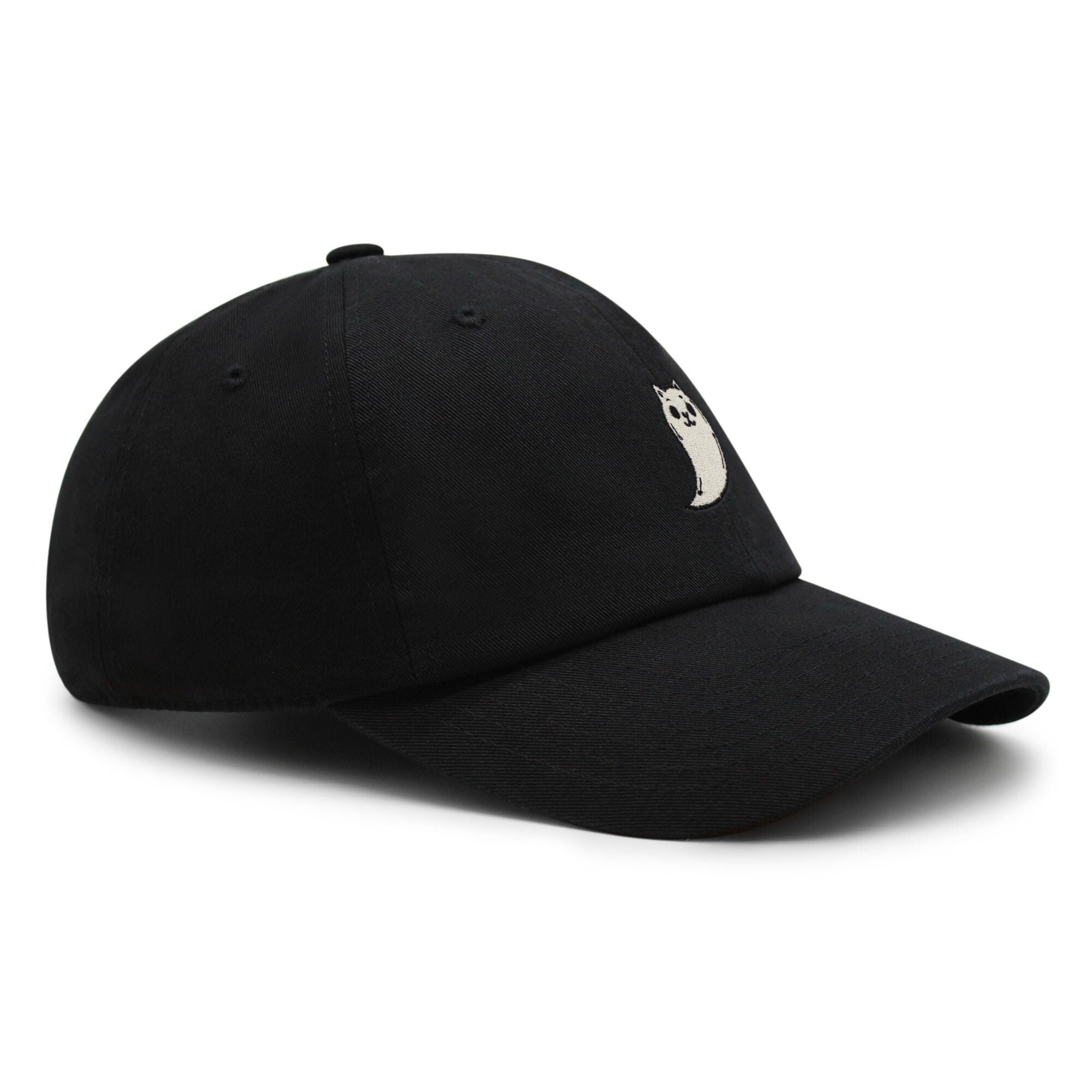 JPAK Ghost Cat Embroidered Dad Hat - Premium Cotton Baseball Cap, Adjustable, Cute Embroidery