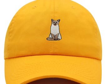 Cute Siamese Cat Premium Dad Hat Embroidered Cotton Baseball Cap