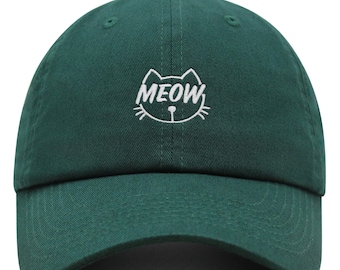 Meow Embroidered Dad Hat: Cotton Baseball Cap
