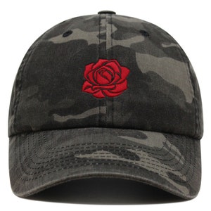 Red Rose Premium Dad Hat Embroidered Cotton Baseball Cap Flower