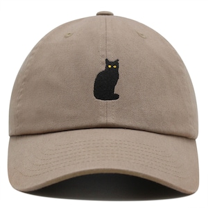 Sitted Black Cat Premium Dad Hat geborduurde baseballpet Cute Kitty