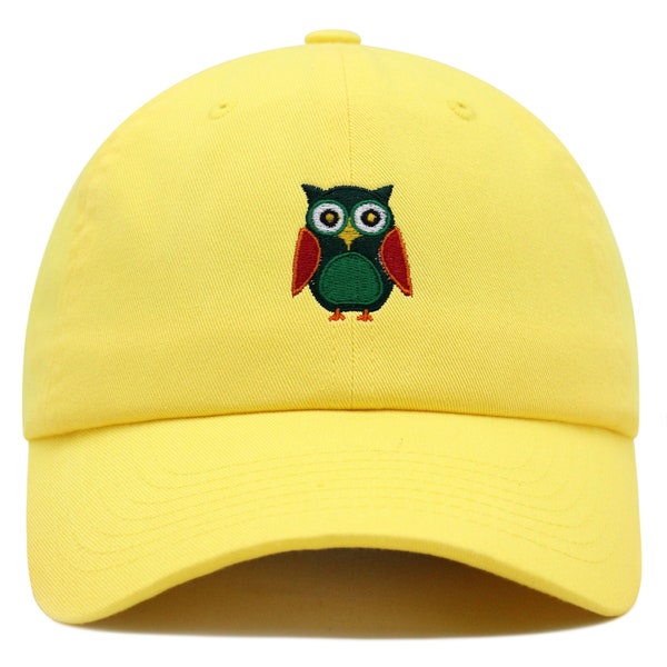 Owl Premium Dad Hat Embroidered Baseball Cap Bird Green