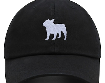 Embroidered French Bulldog Dad Hat: Cotton Baseball Cap
