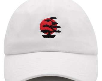 Embroidered Bonsai Tree Dad Hat: Japanese Baseball Cap