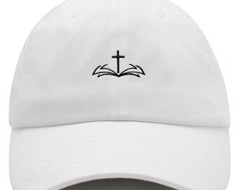Embroidered Cross & Bible Dad Hat - Christian Cotton Baseball Cap