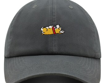 Chapeau papa corgi brodé : casquette de baseball en coton corgi