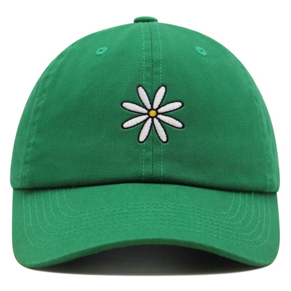 Embroidered Daisy Dad Hat: Abstract Floral Cotton Baseball Cap