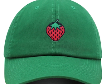 Strawberry Fruit Premium Dad Hat Embroidered Cotton Baseball Cap Foodie
