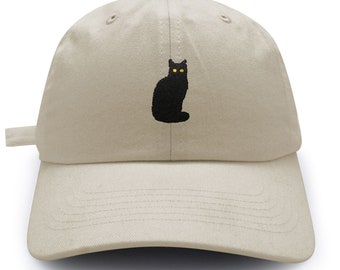 Sitted Black Cat Dad Hat Embroidered 