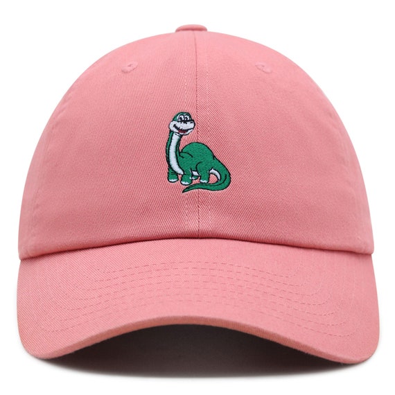 Dinosaurs Embroidered Dad Hat - Stone Color Cotton Cap, Low Profile Adjustable
