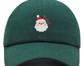 Embroidered Santa Face Dad Hat - Christmas Baseball Cap