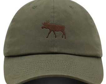 Moose Premium Dad Hat Embroidered Baseball Cap Elk Hunting