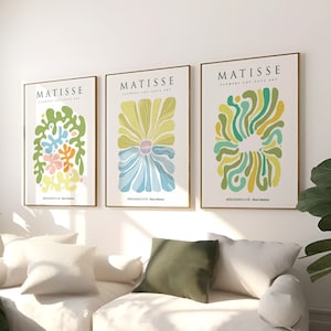 Set Of 3 Matisse Flower Market Prints, Boho Flower Art, Bedroom Wall Décor, Living Room Wall Print, Exhibition Mid Century Modern Art Prints