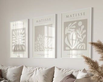 Henri Matisse Print Set - Neutral Beige Boho Style, Trio