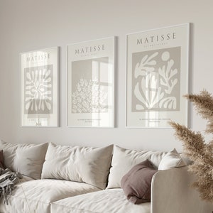 Henri Matisse Prints, Set of 3 Prints, Neutral Prints, Matisse Boho Wall Art Print, Matisse Wall Art, Boho Prints, Neutral Wall Art, Beige