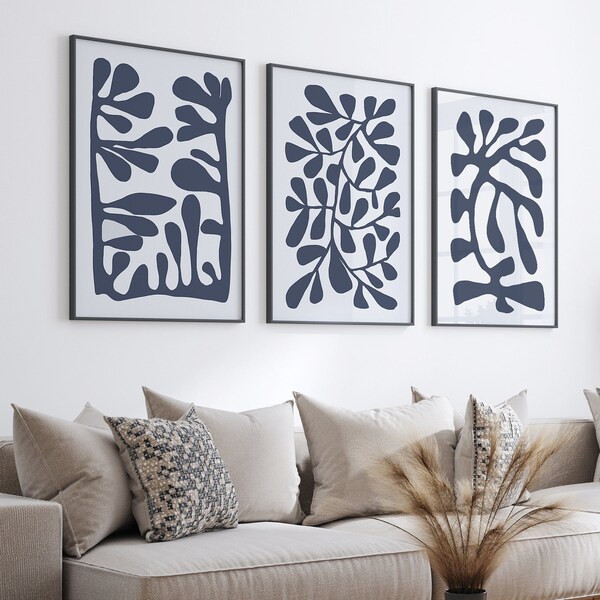 Navy Abstract Art Etsy UK