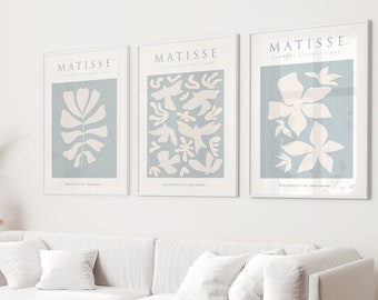 Henri Matisse Prints, Set of 3 Prints, Neutral Prints, Matisse Boho Wall Art, Matisse Wall Art, Boho Prints, Neutral Wall Art, Beige, Blue
