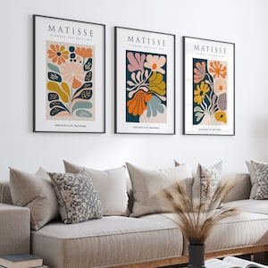 Láminas del Mercado de Flores: Arte estilo bohemio Matisse (juego de 3, sin marco)