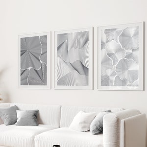Grey Abstract Wall Art Prints, Grey Wall Prints, Boho Wall Decor, Living Room WAll Art, Mid Century Wall Art Prints, Grey, Abstract Wall Art