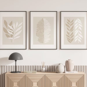 Neutral Wall Prints, Botanical Wall Prints, Plant Wall Art, Botanical Wall Art,Beige Prints,Set of 3 Prints, Beige Boho Art,Beige Home Decor