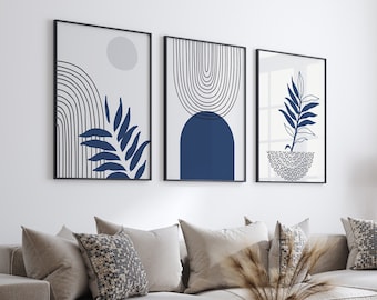 Boho Abstract Wall Art Prints, Boho Wall Decor, Scandi Art, Blue Wall Art Prints, Navy Blue Wall Decor, Boho Prints, Dark Blue, Black,Prints