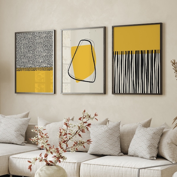 Yellow Abstract Art - Etsy