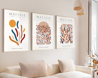 Flower Market Art Prints: Set of 3 Boho, Mid Century Modern - Unframed