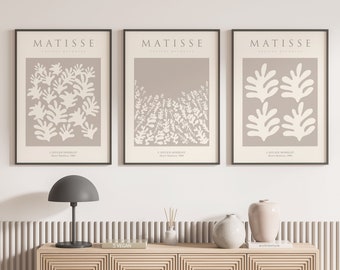 Henri Matisse Prints, Set of 3 Prints, Neutral Prints, Matisse Boho Wall Art Print, Matisse Wall Art, Boho Prints,  Calico Beige Wall Art