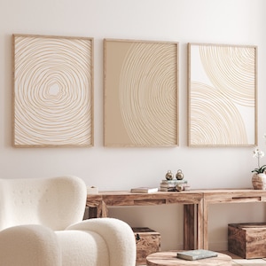 Abstract Beige Line Wall Prints, Beige Wall Prints, Neutral Wall Prints, Living Room Art, Boho Wall Prints, Set of 3 Prints, Boho Abstract
