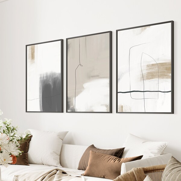 Grey Beige Wall Art Etsy