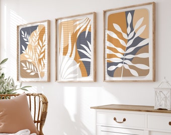 Neutral Wall Prints, Botanical Wall Prints, Plant Wall Art, Abstract Wall Prints, Neutral Home Decor, Natural Wall Art, Set of 3 Wall Prints