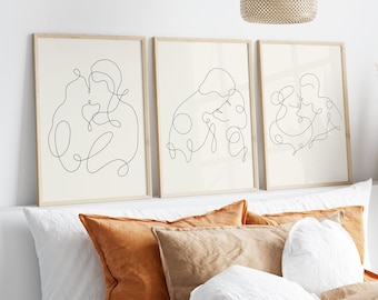 Väggkonsttryck: Neutral Beige Abstrakt - Minimalistisk sovrumsinredning