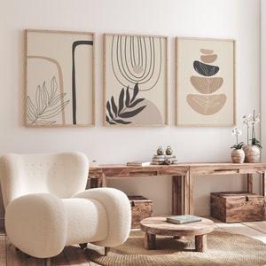 Boho Abstract Wall Art Prints, Boho Wall Decor, Scandi Art, Beige Wall Prints, Beige Wall Decor, Boho Prints, Black, Beige, Neutral Wall Art