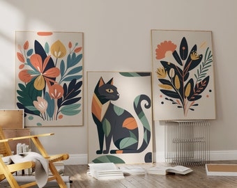 Matisse Flower Market Prints: Set of 3 Boho Floral Wall Art