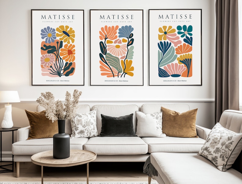 Set of 3 Matisse Flower Market Prints, Boho Flower Art, Bedroom Wall ...