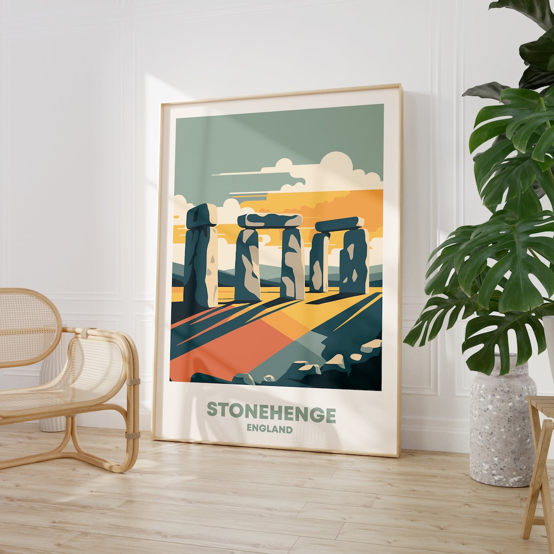 Stonehenge Wall Art – Modern Travel Poster, Vintage Style England Print ...