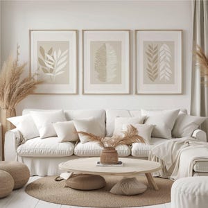 Neutral Wall Prints, Botanical Wall Prints, Plant Wall Art, Botanical Wall Art,Beige Prints,Set of 3 Prints, Beige Boho Art,Beige Home Decor image 3