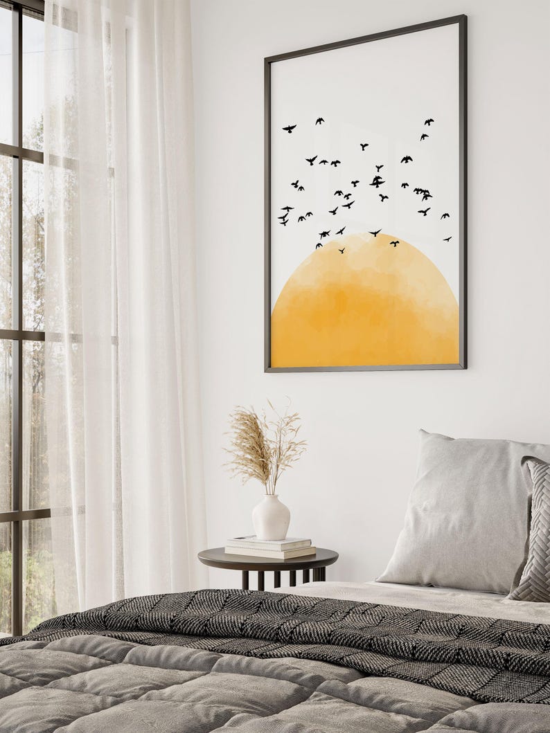 Sun Silhouette Set of 3 Prints, Nature Wall Prints, Sunset Wall Art, Minimalist, Abstract Art, Living Room Prints, Orange Wall Art, Sunset image 10