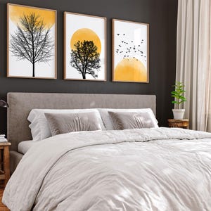 Sun Silhouette Set of 3 Prints, Nature Wall Prints, Sunset Wall Art, Minimalist, Abstract Art, Living Room Prints, Orange Wall Art, Sunset image 3