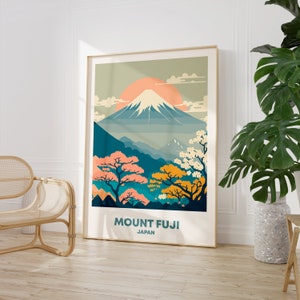 Mount Fuji Art, Japanese Mount Fuji Gift Art Lovers, Travel Market Wall Art Prints, Modern Travel Art, Living Room Print, Fujiyama Wall Art