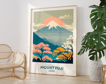 Mount Fuji Art, Japanese Mount Fuji Gift Art Lovers, Travel Market Wall Art Prints, Modern Travel Art, Living Room Print, Fujiyama Wall Art