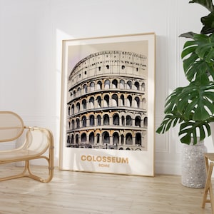 Colosseum Rome art print, Italian architecture wall decor, historic travel poster, watercolor building sketch, modern Europe artwork